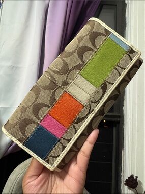 Coach multicolor canvas wallet